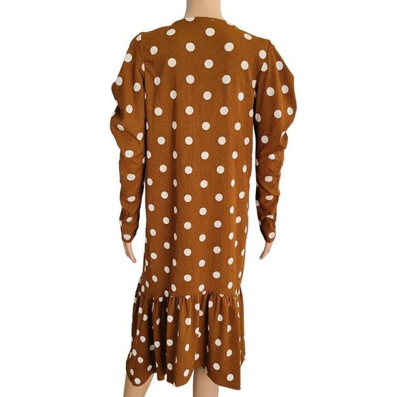 ZARA Trafaluc Polka-Dot Brown Dress (Size S) - Picture 5 of 7